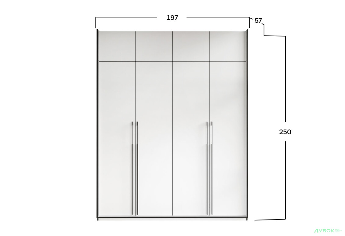Шкаф Moreli Ramo / Рамо R-0018 4-дверный со штангами, полками и антресолью 196,8 см, белый - Изображение 4 Изображение 4 - Шкаф Moreli Ramo / Рамо R-0018 4-дверный со штангами, полками и антресолью 196,8 см, белый