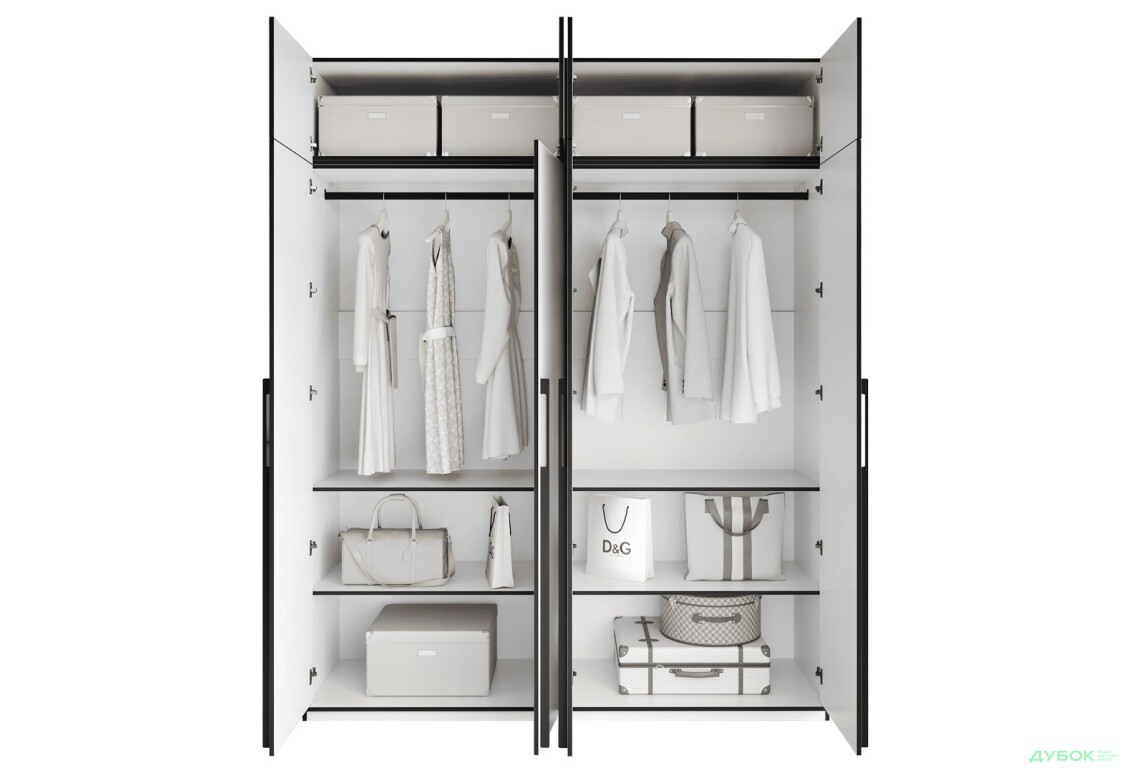 Шкаф Moreli Ramo / Рамо R-0018 4-дверный со штангами, полками и антресолью 196,8 см, белый - Изображение 5 Изображение 5 - Шкаф Moreli Ramo / Рамо R-0018 4-дверный со штангами, полками и антресолью 196,8 см, белый