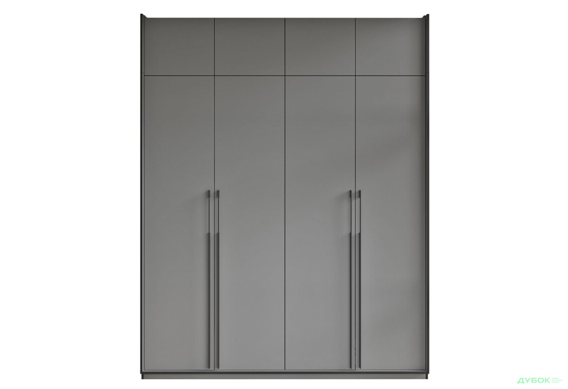 Шкаф Moreli Ramo / Рамо R-0018 4-дверный со штангами, полками и антресолью 196,8 см, антрацит