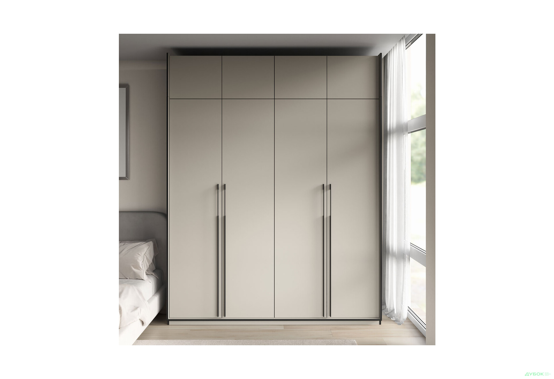 Шафа Moreli Ramo / Рамо R-0018 4-дверна зі штангами, полицями та антресоллю 196,8 см, кашемір - Зображення 2 Зображення 2 - Шафа Moreli Ramo / Рамо R-0018 4-дверна зі штангами, полицями та антресоллю 196,8 см, кашемір