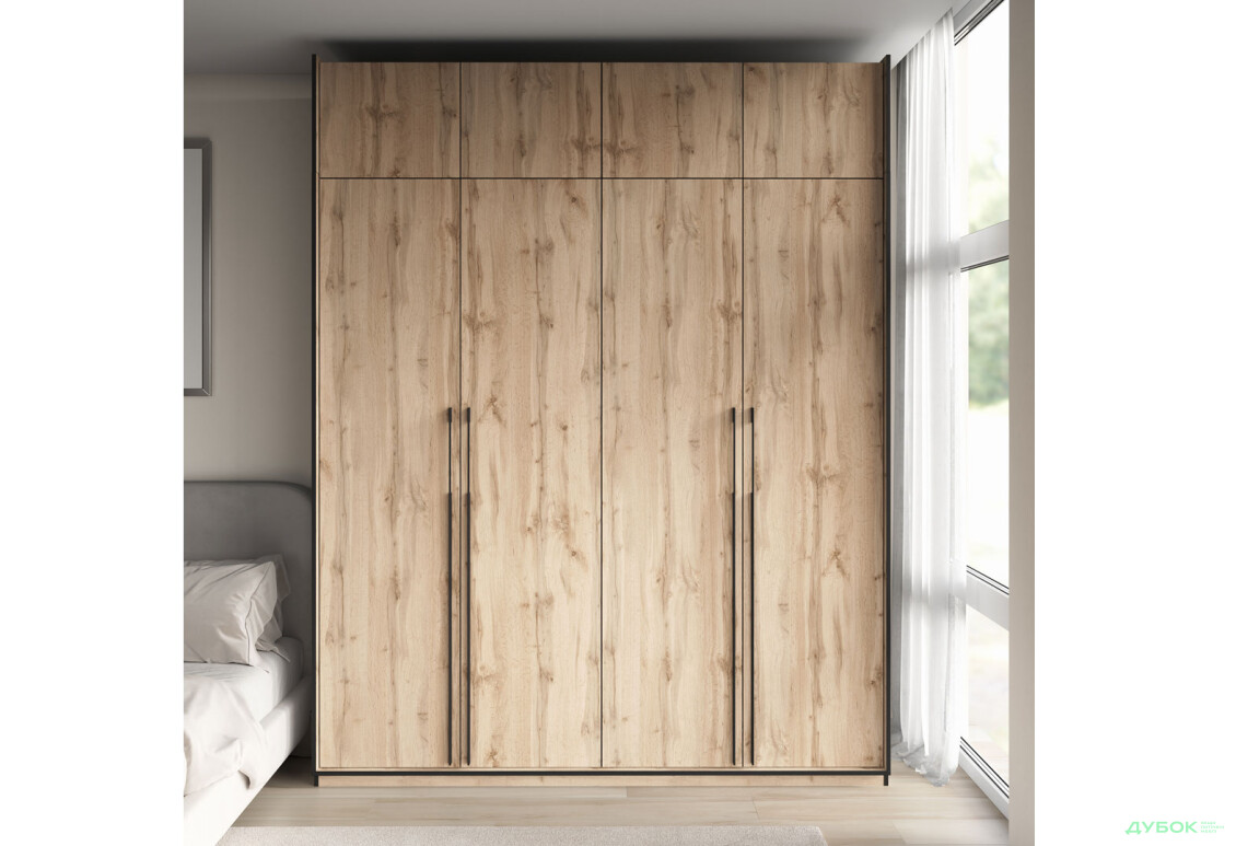 Шафа Moreli Ramo / Рамо R-0018 4-дверна зі штангами, полицями та антресоллю 196,8 см, дуб аппалачі - Зображення 2 Зображення 2 - Шафа Moreli Ramo / Рамо R-0018 4-дверна зі штангами, полицями та антресоллю 196,8 см, дуб аппалачі