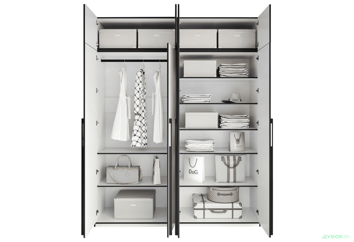 Шафа Moreli Ramo / Рамо R-0019 4-дверна зі штангою зліва, полицями та антресоллю 196,8 см, біла - Зображення 5 Зображення 5 - Шафа Moreli Ramo / Рамо R-0019 4-дверна зі штангою зліва, полицями та антресоллю 196,8 см, біла