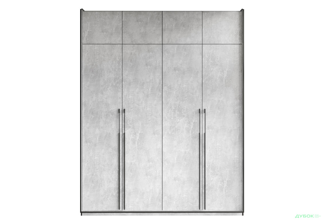 Шафа Moreli Ramo / Рамо R-0020 4-дверна зі штангою справа, полицями та антресоллю 196,8 см, бетон - Зображення 1 Зображення 1 - Шафа Moreli Ramo / Рамо R-0020 4-дверна зі штангою справа, полицями та антресоллю 196,8 см, бетон