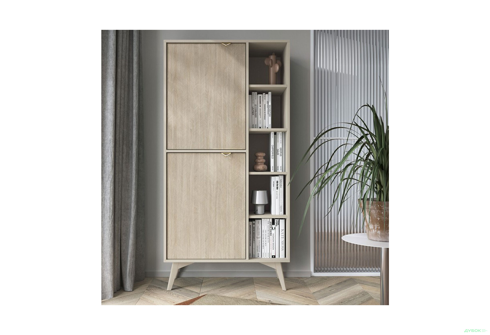 Изображение 4 - Шкаф-стеллаж комбинированный Perfect Home Форест / Forest RG80 80 см, беж песочный / ель сканди