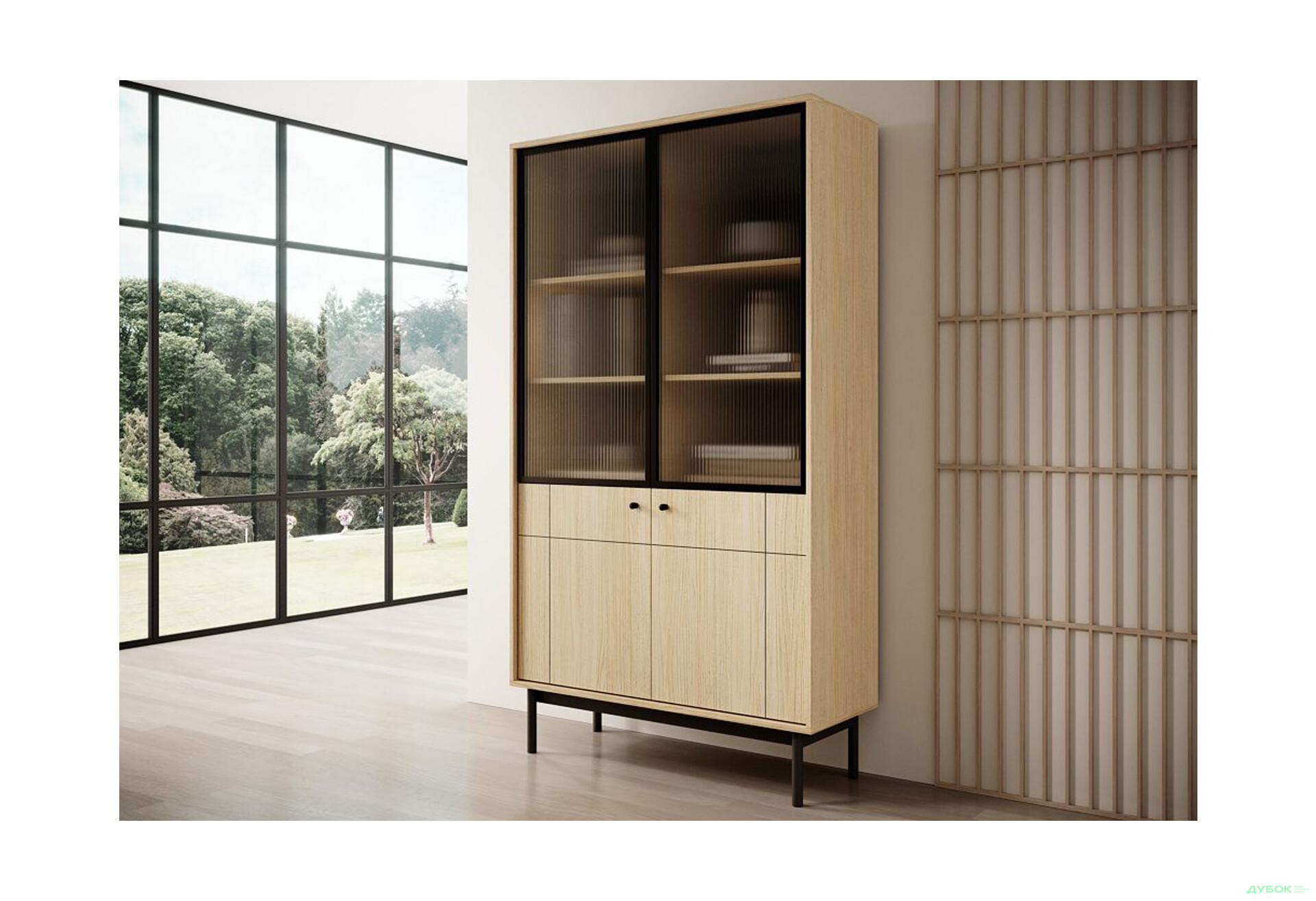 Вітрина Perfect Home Джапанді / Japandi 103 см, дуб лінеа - Зображення 4 Зображення 4 - Вітрина Perfect Home Джапанді / Japandi 103 см, дуб лінеа