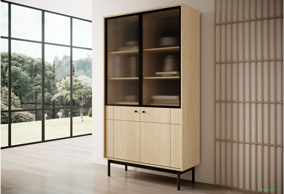 Вітрина Perfect Home Джапанді / Japandi 103 см, дуб лінеа - Зображення 4 Зображення 4 - Вітрина Perfect Home Джапанді / Japandi 103 см, дуб лінеа