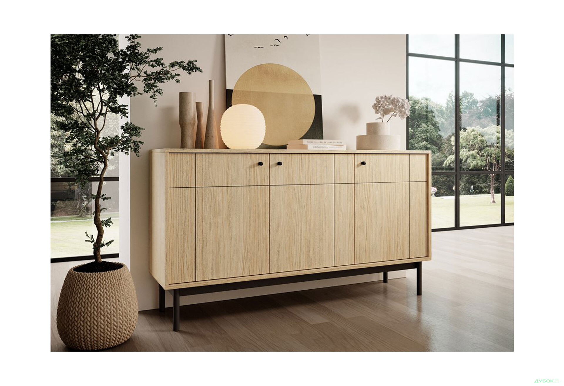 Комод Perfect Home Джапанді / Japandi K154 153 см, дуб лінеа - Зображення 4 Зображення 4 - Комод Perfect Home Джапанді / Japandi K154 153 см, дуб лінеа