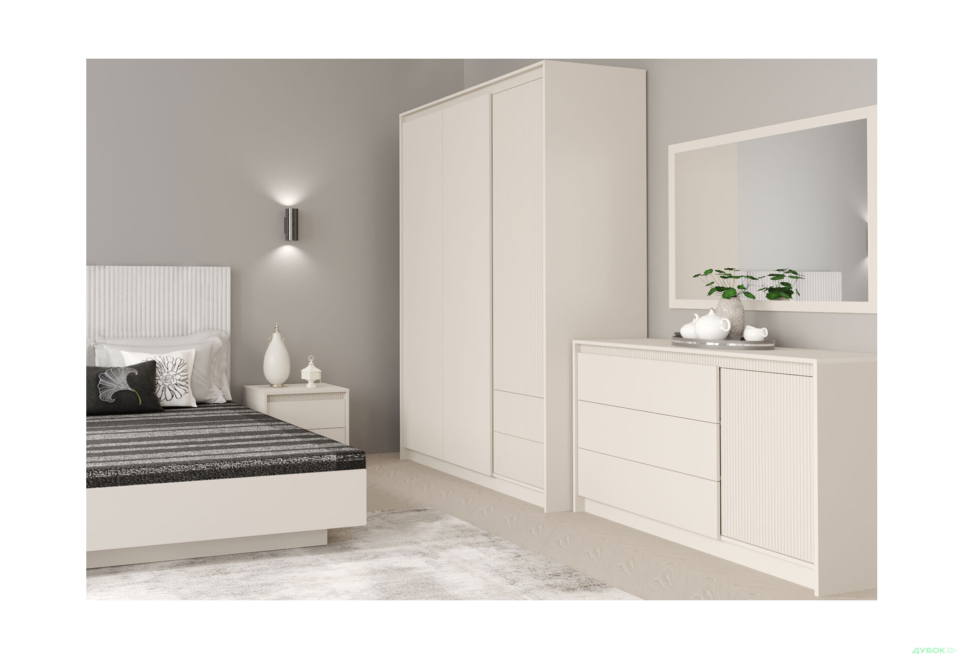 Шафа Гербор Монако 3-дверна з 2 шухлядами 150 см, кашемір - Зображення 2 Зображення 2 - Шафа Гербор Монако 3-дверна з 2 шухлядами 150 см, кашемір