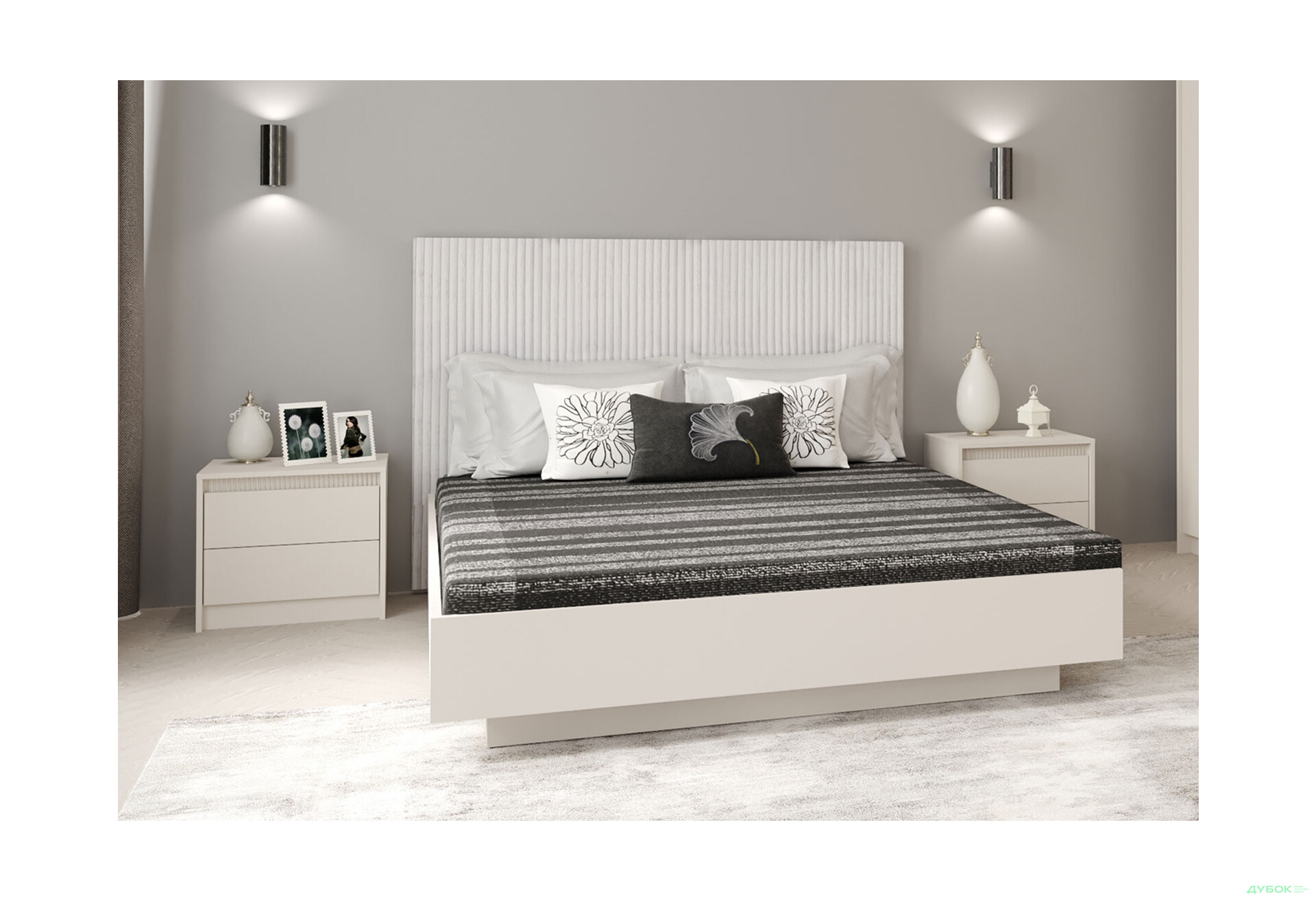 Тумба прикроватная Гербор Монако с 2 ящиками 54 см, кашемир - Изображение 2 Изображение 2 - Тумба прикроватная Гербор Монако с 2 ящиками 54 см, кашемир