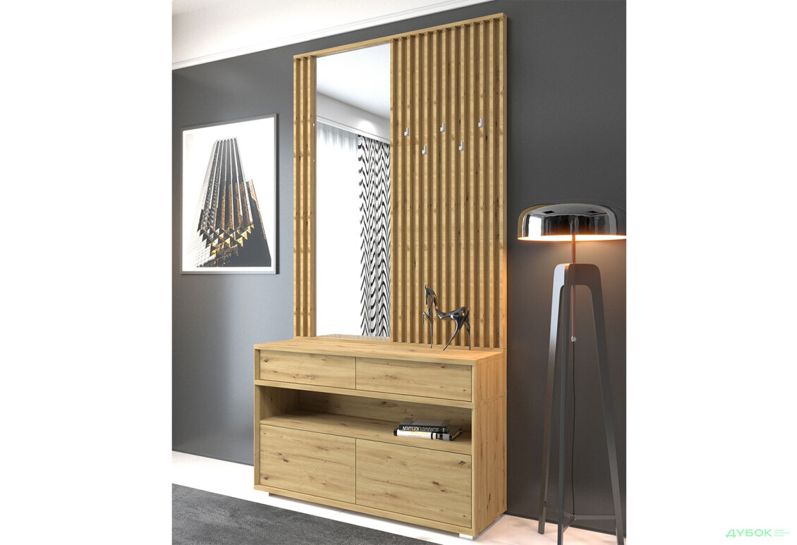 Передпокій Гербор Делі з тумбою 120 см, дуб артизан - Зображення 1 Зображення 1 - Передпокій Гербор Делі з тумбою 120 см, дуб артизан