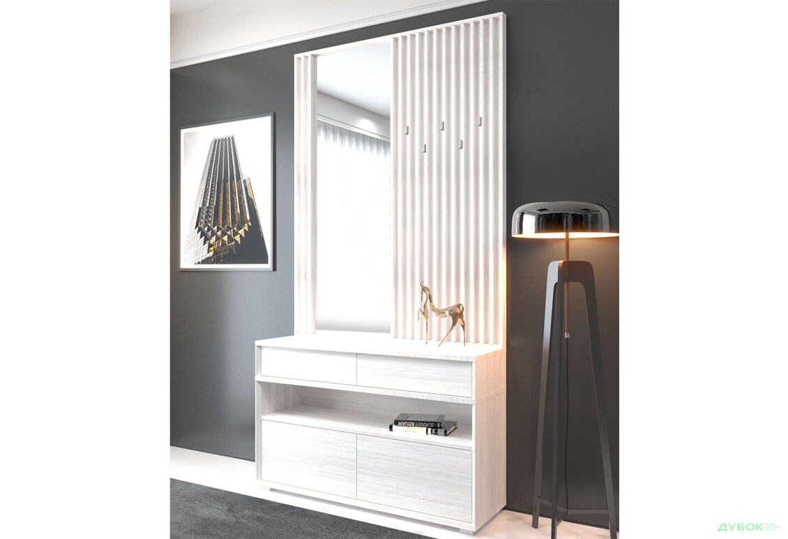 Передпокій Гербор Делі з тумбою 120 см, ясен сніжний - Зображення 1 Зображення 1 - Передпокій Гербор Делі з тумбою 120 см, ясен сніжний