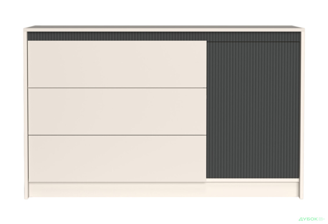 Комод Гербор Монако 1-дверний з 3 шухлядами 136 см, кашемір / елегантний сірий софттач - Зображення 1 Зображення 1 - Комод Гербор Монако 1-дверний з 3 шухлядами 136 см, кашемір / елегантний сірий софттач