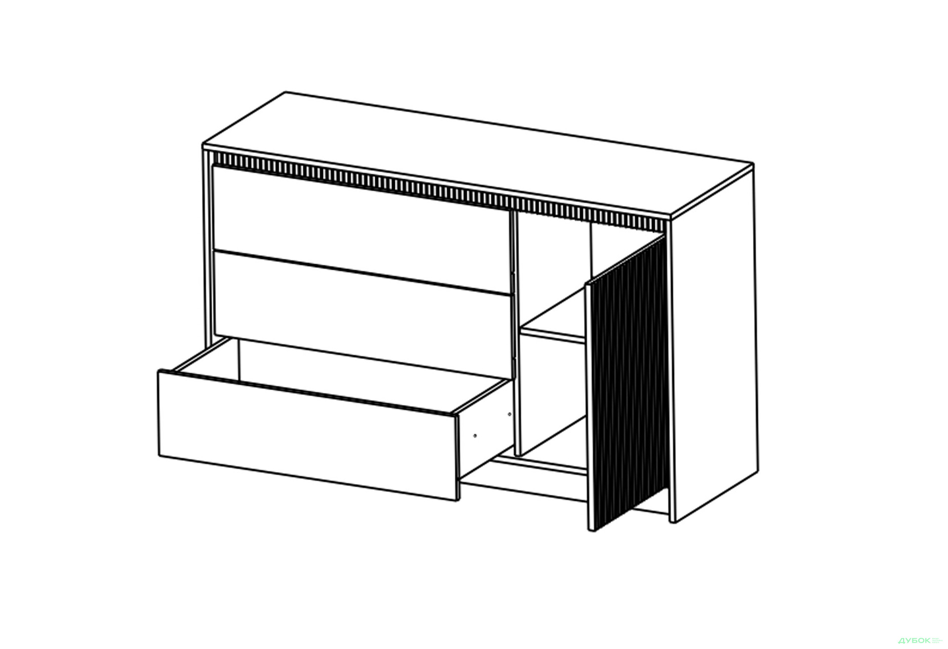 Комод Гербор Монако 1-дверний з 3 шухлядами 136 см, кашемір / елегантний сірий софттач - Зображення 5 Зображення 5 - Комод Гербор Монако 1-дверний з 3 шухлядами 136 см, кашемір / елегантний сірий софттач