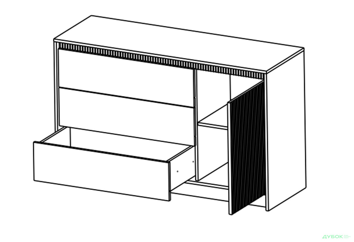 Комод Гербор Монако 1-дверний з 3 шухлядами 136 см, кашемір / елегантний сірий софттач - Зображення 5 Зображення 5 - Комод Гербор Монако 1-дверний з 3 шухлядами 136 см, кашемір / елегантний сірий софттач