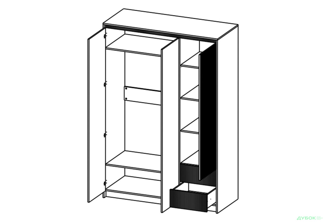 Шафа Гербор Монако 3-дверна з 2 шухлядами 150 см, кашемір / елегантний сірий софттач - Зображення 4 Зображення 4 - Шафа Гербор Монако 3-дверна з 2 шухлядами 150 см, кашемір / елегантний сірий софттач