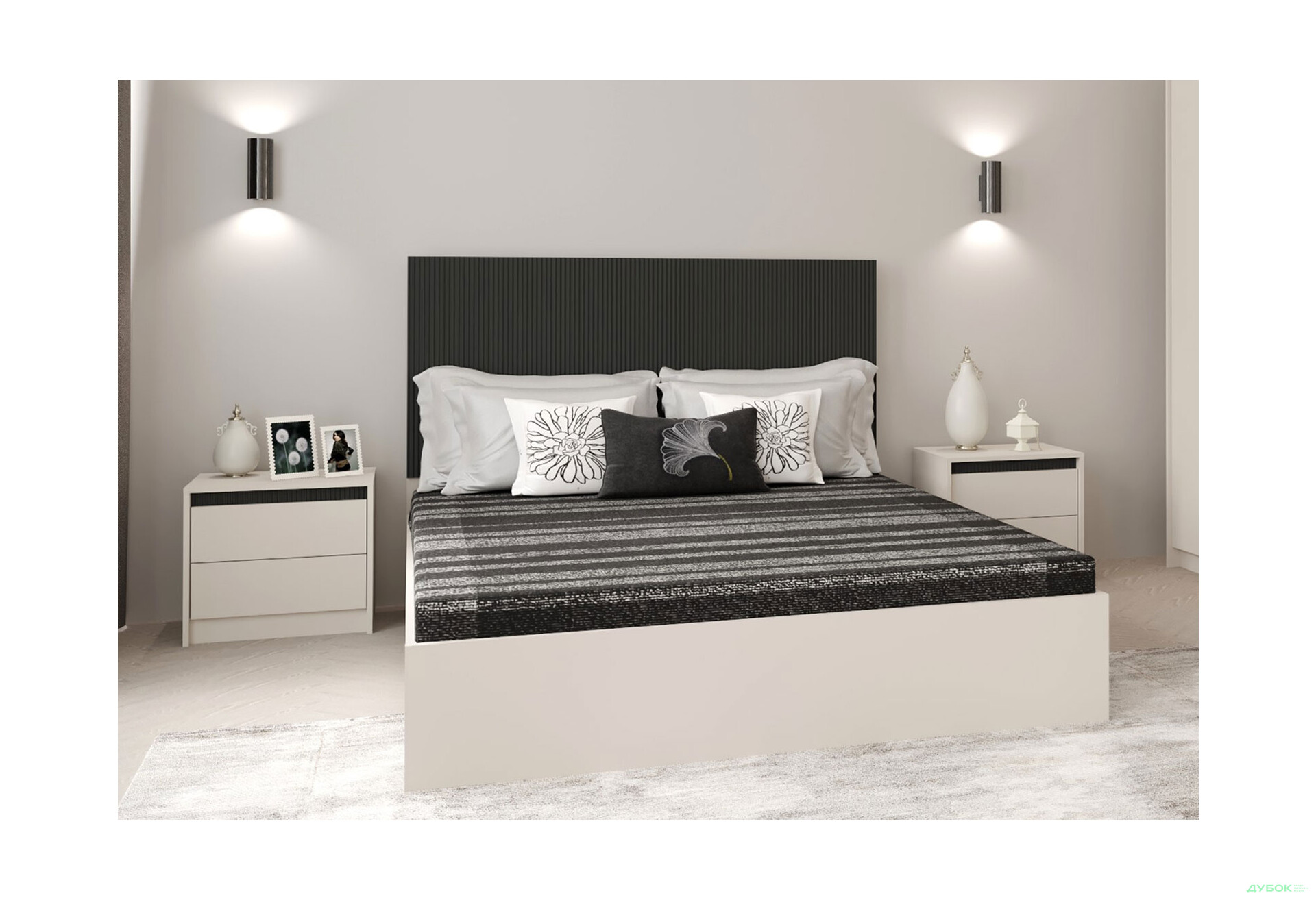 Тумба прикроватная Гербор Монако с 2 ящиками 54 см, кашемир / элегантный серый софттач - Изображение 2 Изображение 2 - Тумба прикроватная Гербор Монако с 2 ящиками 54 см, кашемир / элегантный серый софттач