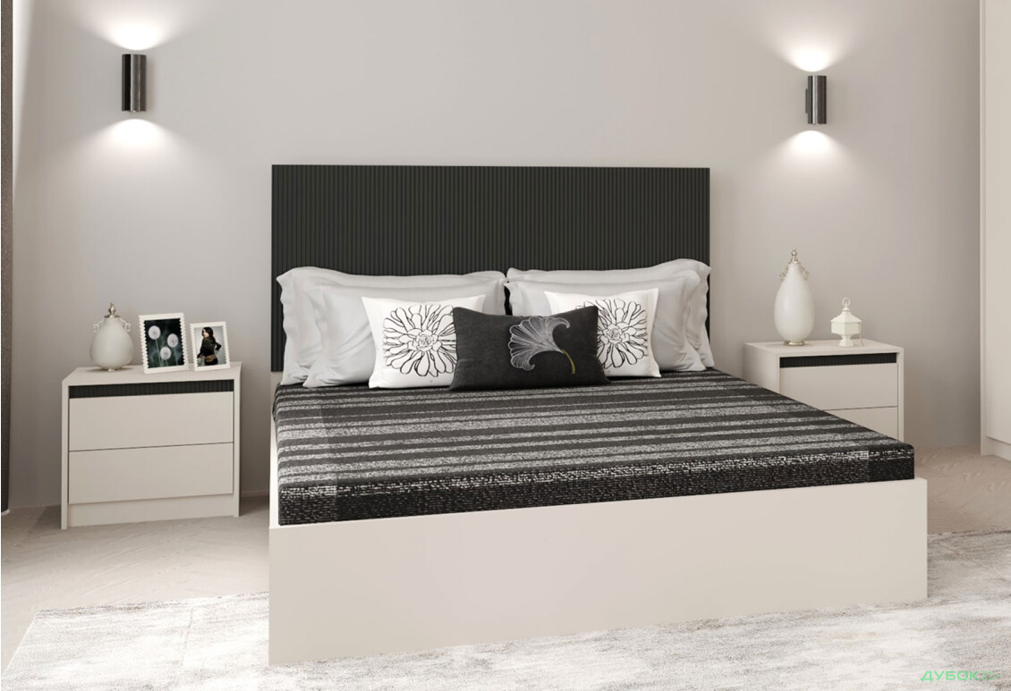 Тумба прикроватная Гербор Монако с 2 ящиками 54 см, кашемир / элегантный серый софттач - Изображение 2 Изображение 2 - Тумба прикроватная Гербор Монако с 2 ящиками 54 см, кашемир / элегантный серый софттач