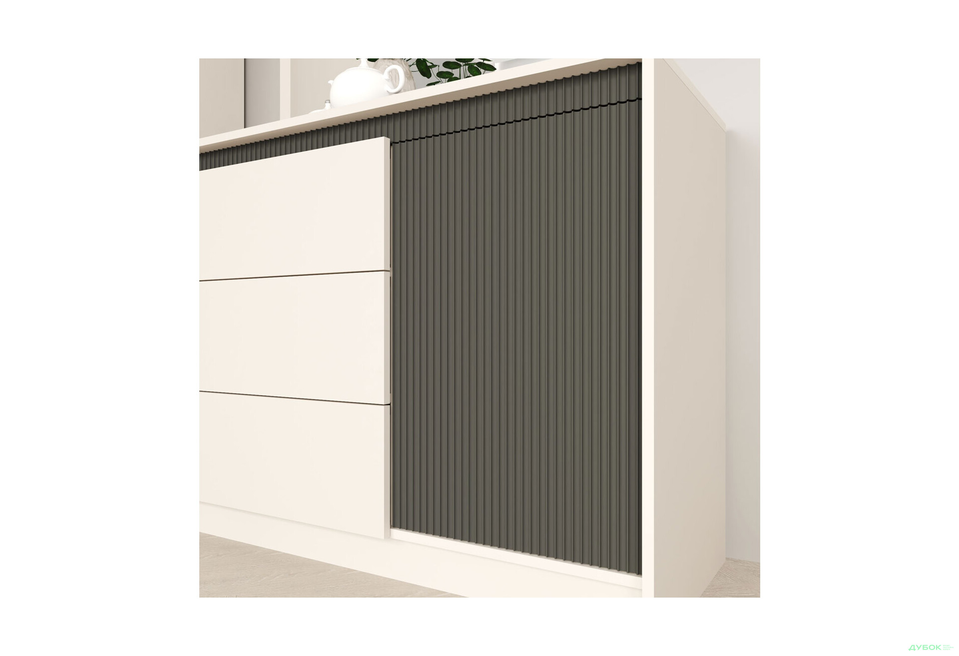 Спальня Гербор Монако з шафою 3-дверною та ліжком 160х200 см, кашемір / елегантний сірий софттач - Зображення 3 Зображення 3 - Спальня Гербор Монако з шафою 3-дверною та ліжком 160х200 см, кашемір / елегантний сірий софттач