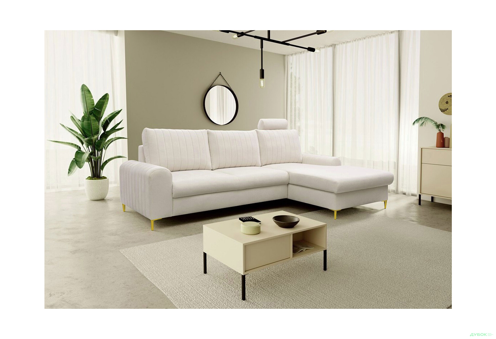 М'який куточок Perfect Home Монако / Monaco 252х168 см кут Г Бежевий (Velluto 2) - Зображення 2 Зображення 2 - М'який куточок Perfect Home Монако / Monaco 252х168 см кут Г Бежевий (Velluto 2)