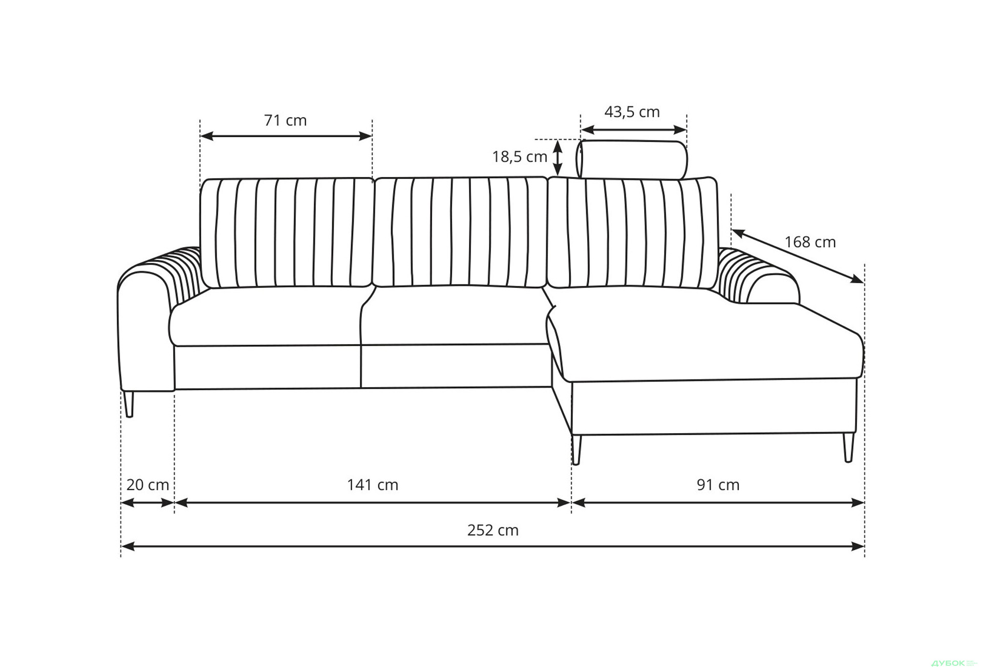 М'який куточок Perfect Home Монако / Monaco 252х168 см кут Г Бежевий (Velluto 2) - Зображення 10 Зображення 10 - М'який куточок Perfect Home Монако / Monaco 252х168 см кут Г Бежевий (Velluto 2)