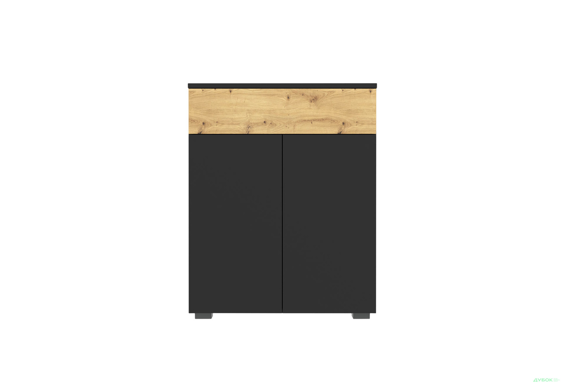 Комод Gerbor холдинг Ребека KOM2D1S с 1 ящиком и дверцами, 68 см, дуб артизан / чёрный - Изображение 1 Изображение 1 - Комод Gerbor холдинг Ребека KOM2D1S с 1 ящиком и дверцами, 68 см, дуб артизан / чёрный