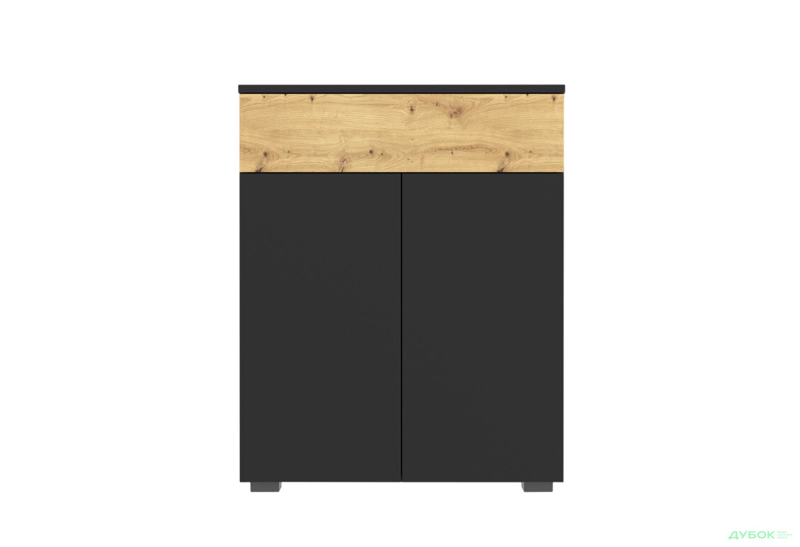 Комод Gerbor холдинг Ребека KOM2D1S с 1 ящиком и дверцами, 68 см, дуб артизан / чёрный - Изображение 1 Изображение 1 - Комод Gerbor холдинг Ребека KOM2D1S с 1 ящиком и дверцами, 68 см, дуб артизан / чёрный