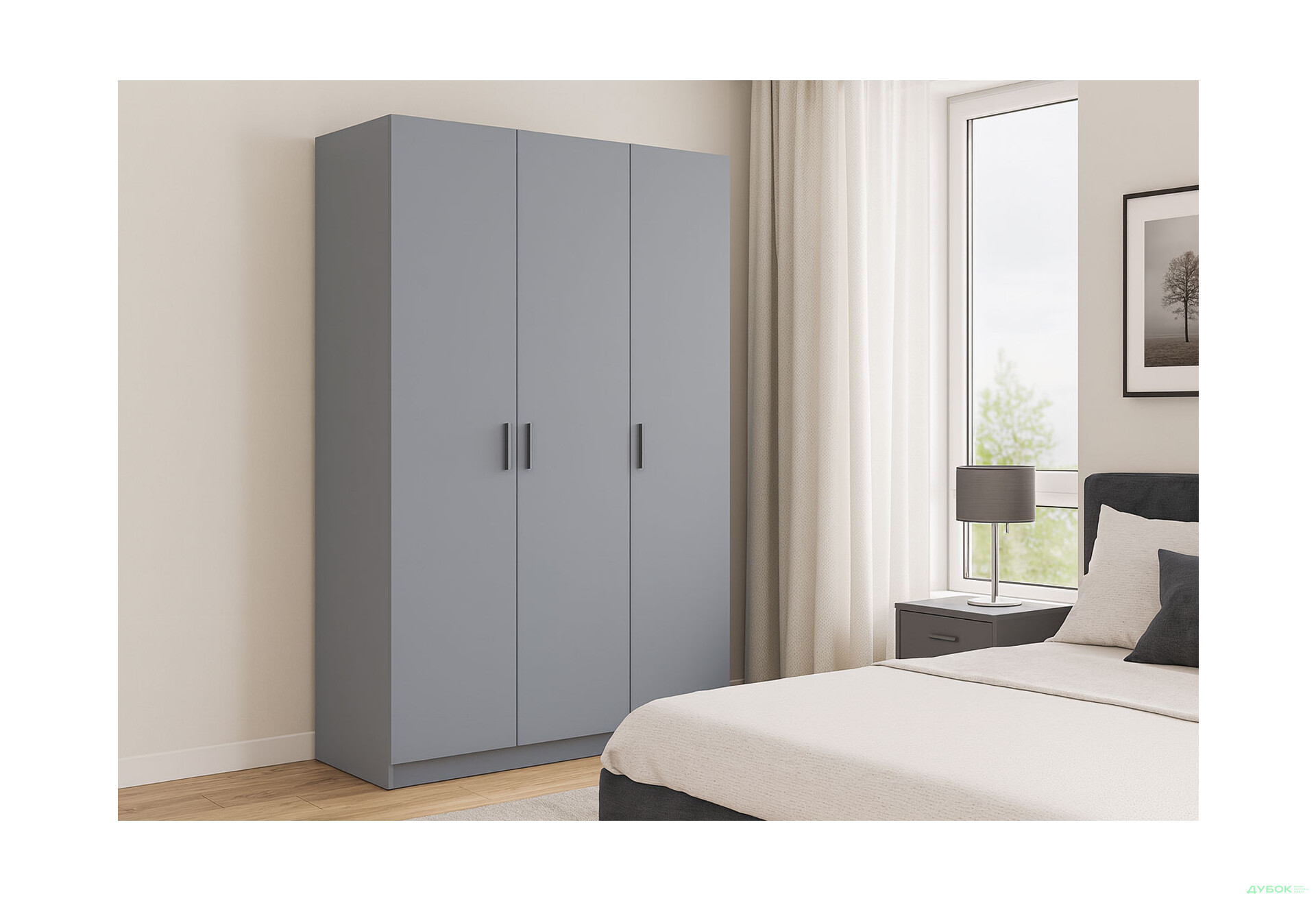 Зображення 2 - Шафа Doros Promo / Промо 3 ДСП 3-дверна 135 см Сірий