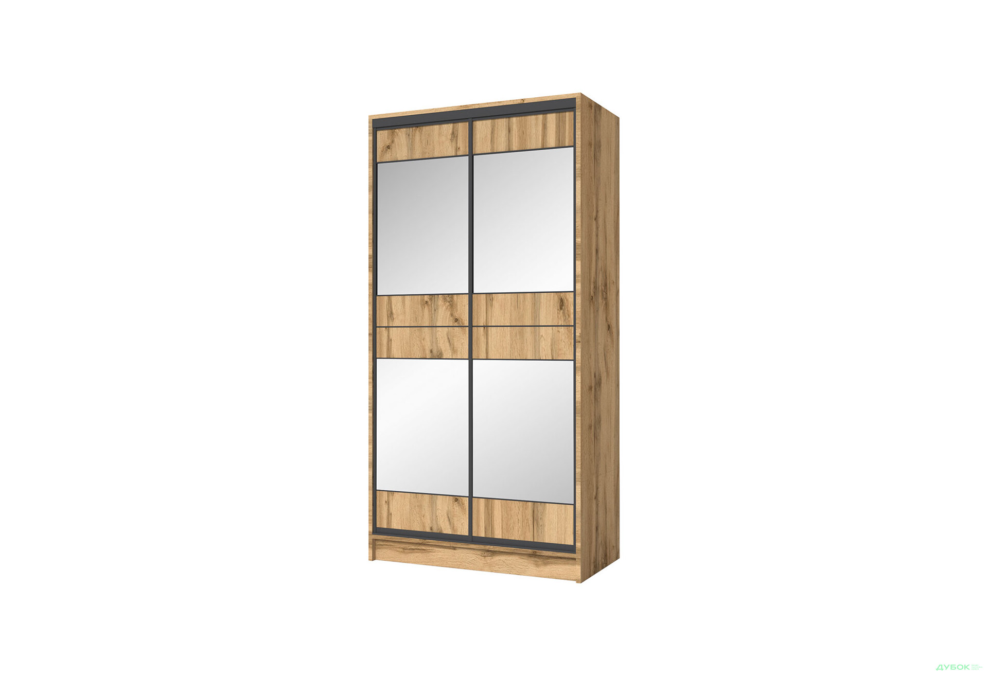 Зображення 1 - Шафа-купе дводверна 1200х600х2400 ДСП + Дзеркало Срібло, дуб аппалачі