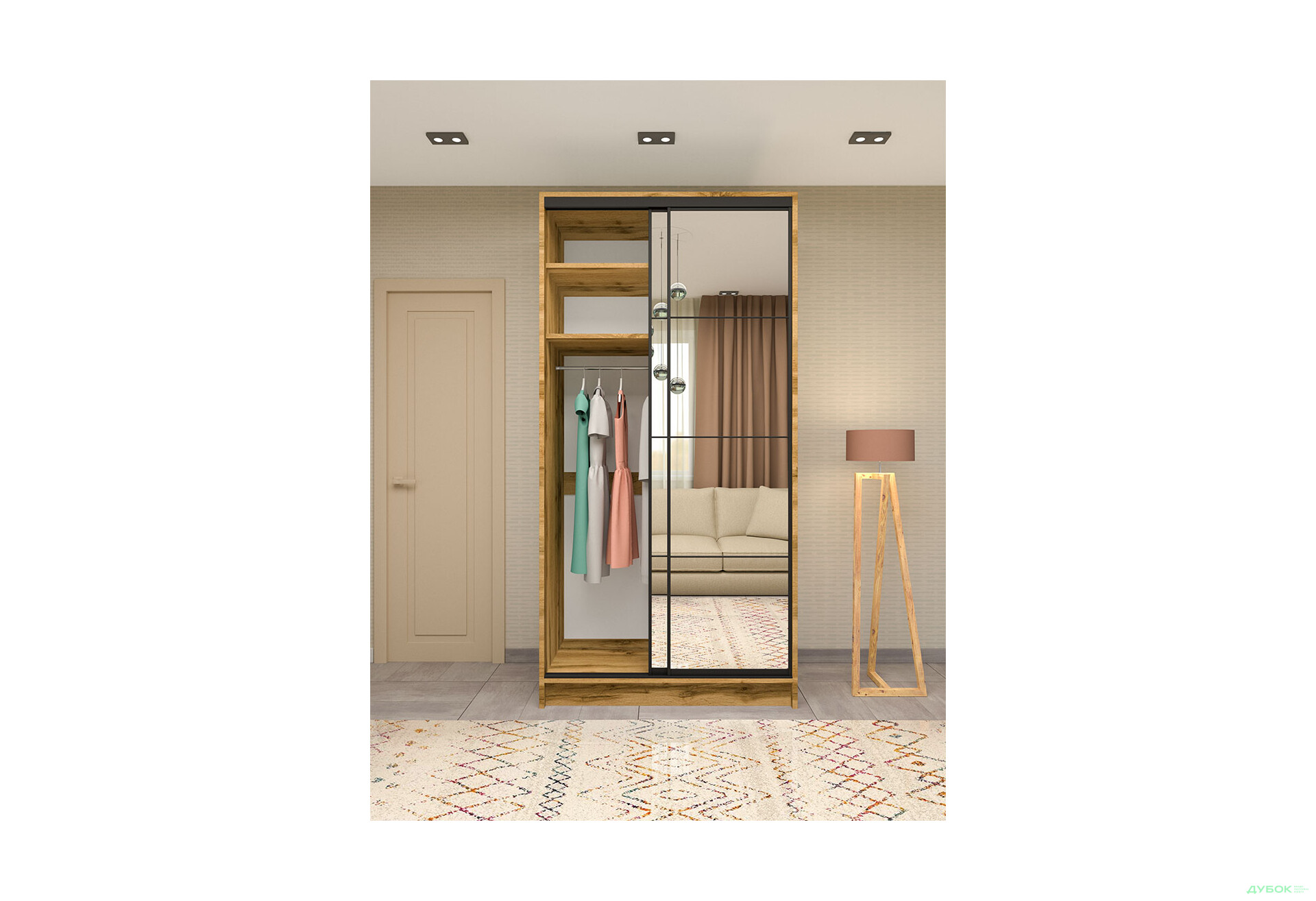 Изображение 3 - Шкаф-купе двухдверный 1200х600х2400 Зеркало Серебро, дуб аппалачи