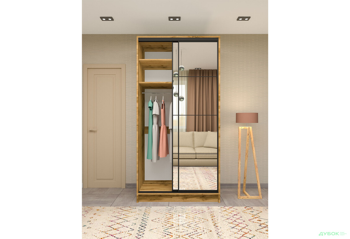 Изображение 3 - Шкаф-купе двухдверный 1200х600х2400 Зеркало Серебро, дуб аппалачи