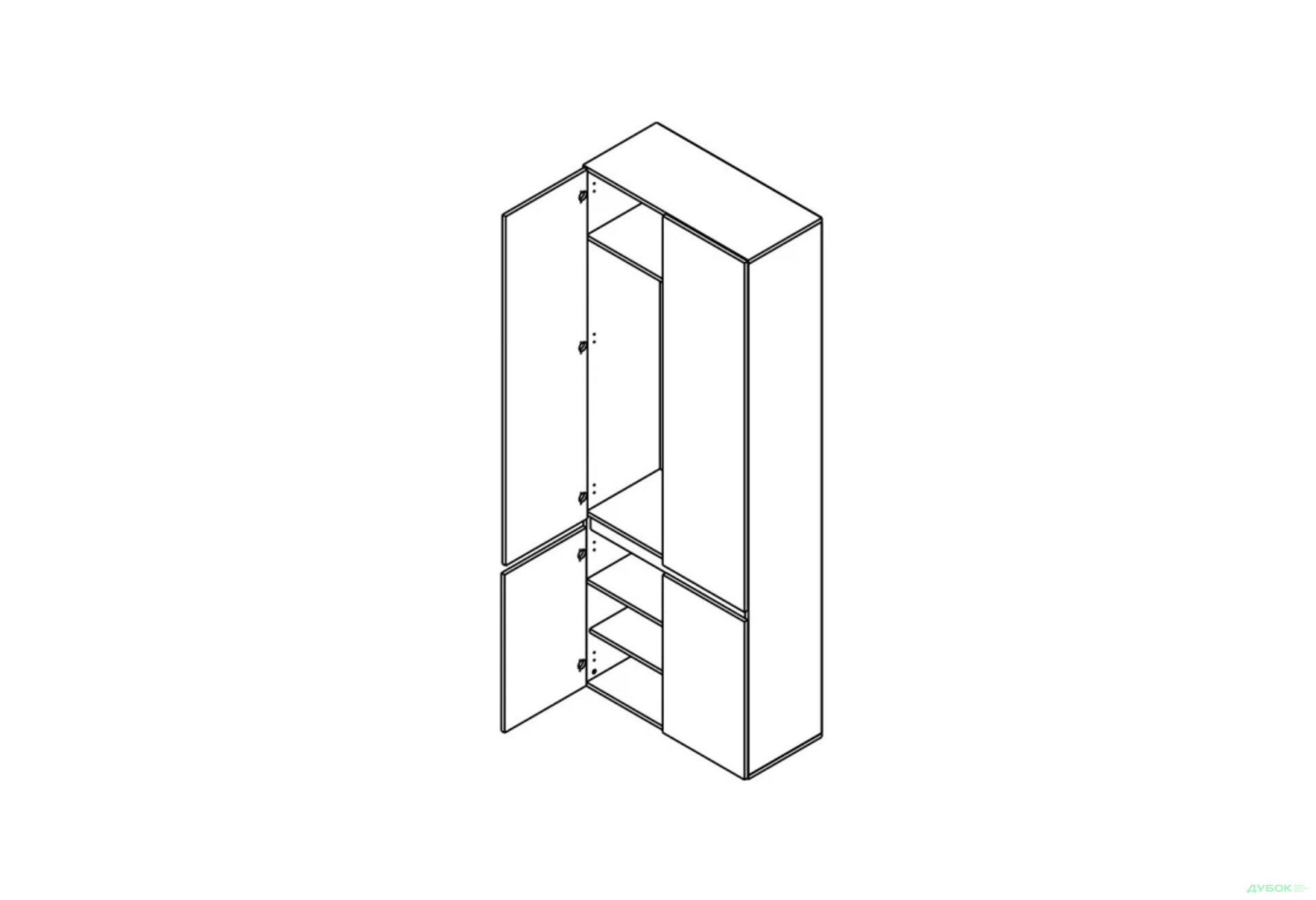 Шафа Гербор Лондон SZF4D 4-дверна 80 см, кашемір / антрацит - Зображення 4 Зображення 4 - Шафа Гербор Лондон SZF4D 4-дверна 80 см, кашемір / антрацит