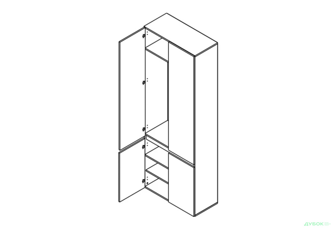 Шафа Гербор Лондон SZF4D 4-дверна 80 см, кашемір / антрацит - Зображення 4 Зображення 4 - Шафа Гербор Лондон SZF4D 4-дверна 80 см, кашемір / антрацит