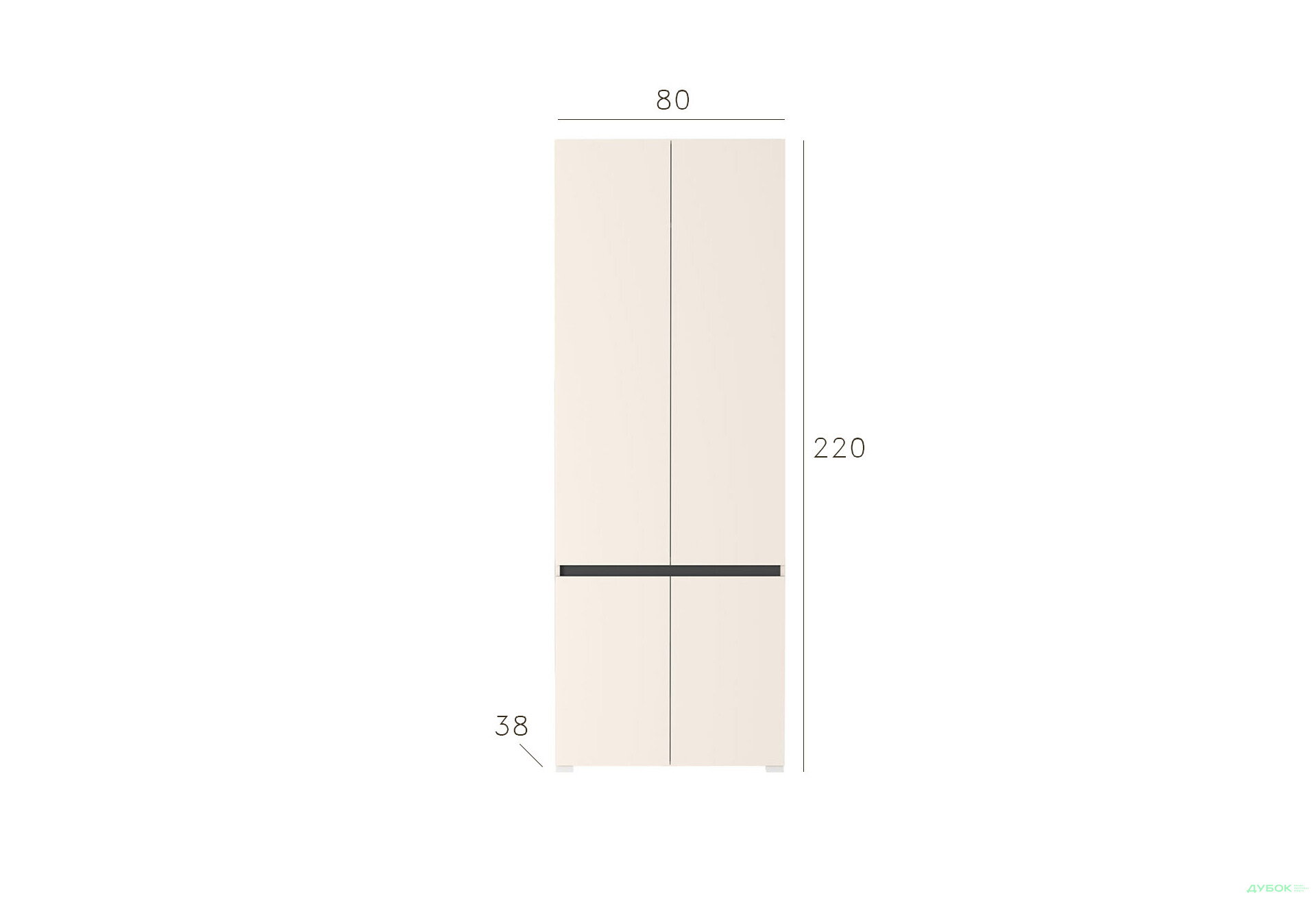 Шафа Гербор Лондон SZF4D 4-дверна 80 см, кашемір / антрацит - Зображення 3 Зображення 3 - Шафа Гербор Лондон SZF4D 4-дверна 80 см, кашемір / антрацит