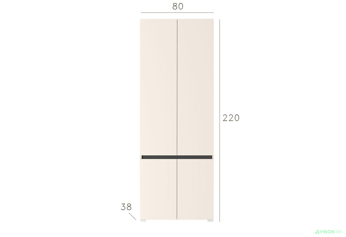 Шафа Гербор Лондон SZF4D 4-дверна 80 см, кашемір / антрацит - Зображення 3 Зображення 3 - Шафа Гербор Лондон SZF4D 4-дверна 80 см, кашемір / антрацит