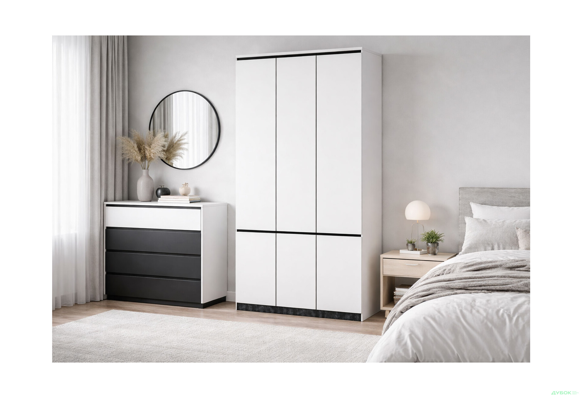 Изображение 2 - Шкаф Svit Mebliv Мия 6-дверный 120 см, белый / бетон темный