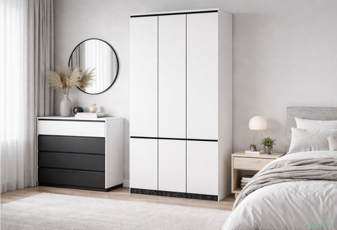 Изображение 2 - Шкаф Svit Mebliv Мия 6-дверный 120 см, белый / бетон темный