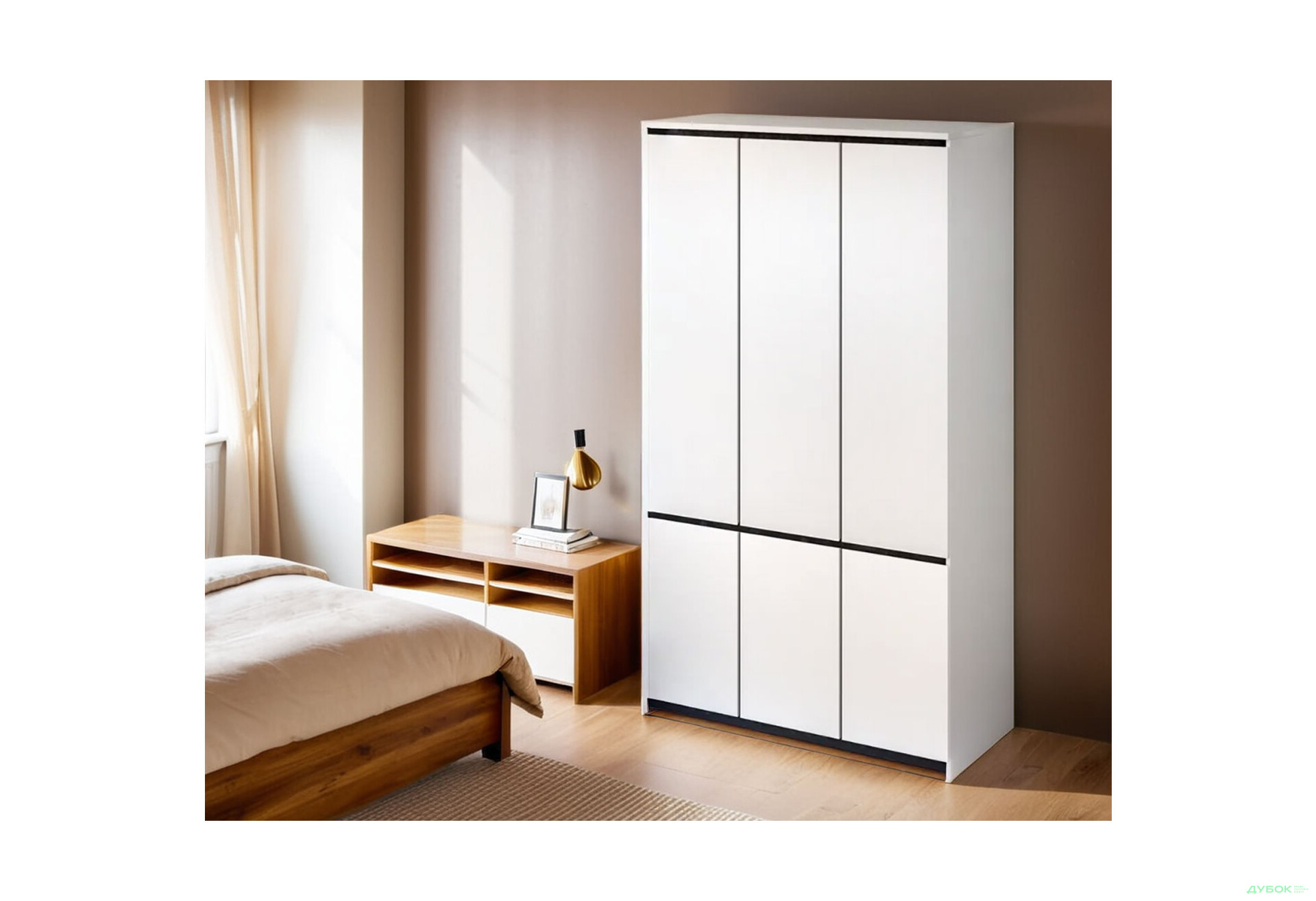 Зображення 2 - Шафа Світ Меблів Мія 6-дверна 120 см, білий / бетон темний