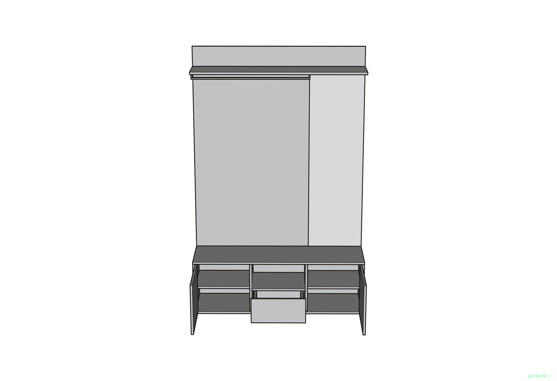 Передпокій Світ Меблів Бруна 130 см, дуб білий / сіра мишка - Зображення 3 Зображення 3 - Передпокій Світ Меблів Бруна 130 см, дуб білий / сіра мишка