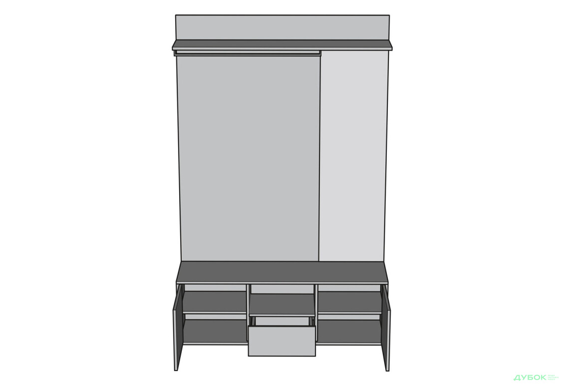 Передпокій Світ Меблів Бруна 130 см, дуб білий / сіра мишка - Зображення 3 Зображення 3 - Передпокій Світ Меблів Бруна 130 см, дуб білий / сіра мишка