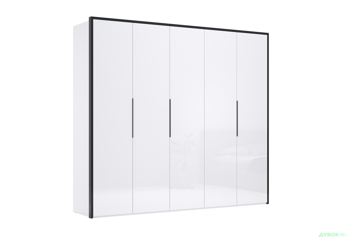 Шафа MiroMark Лука / Lucca 5-дверна 250 см, білий глянець / мат антрацит - Зображення 3 Зображення 3 - Шафа MiroMark Лука / Lucca 5-дверна 250 см, білий глянець / мат антрацит