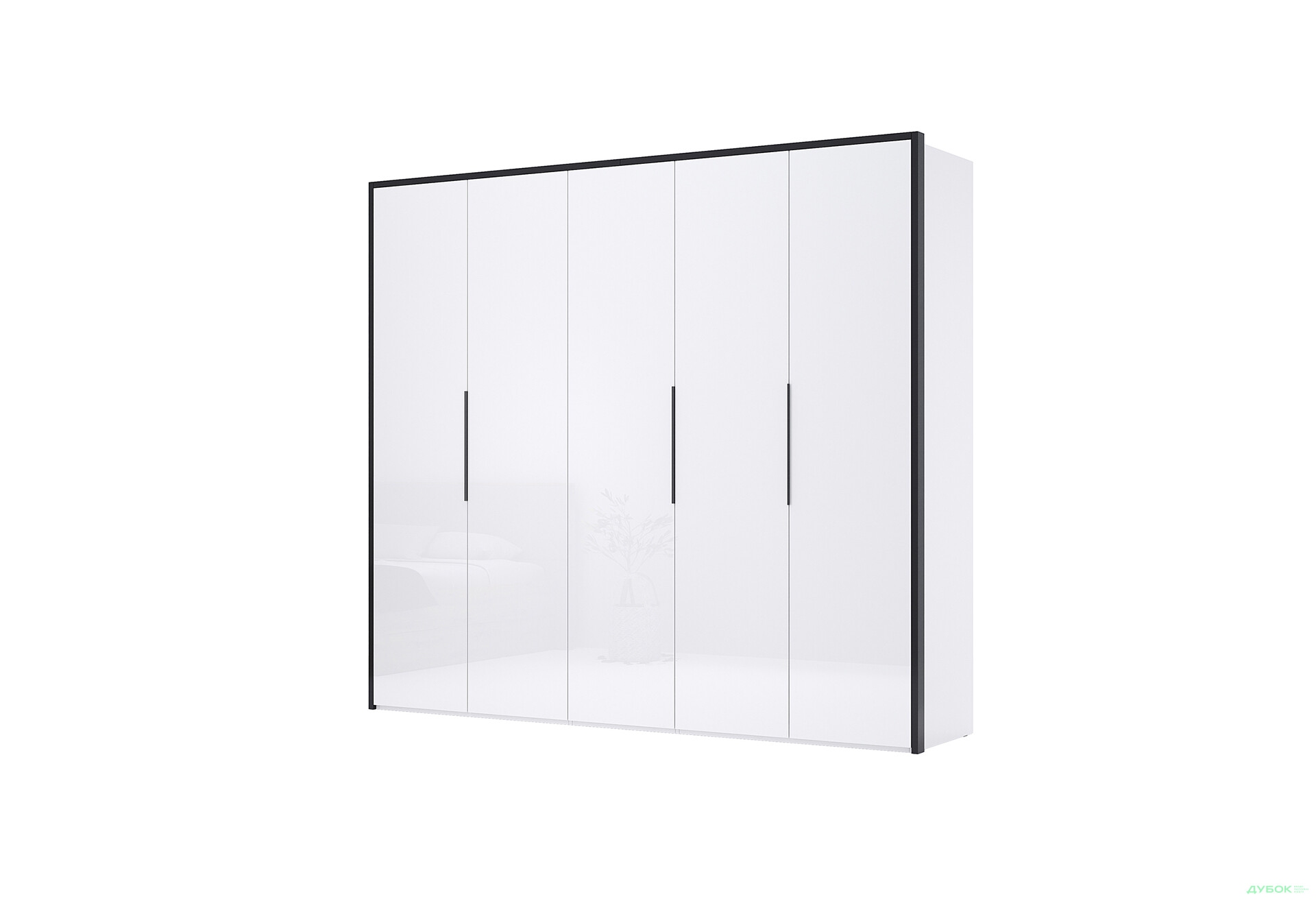 Шафа MiroMark Лука / Lucca 5-дверна 250 см, білий глянець / мат антрацит - Зображення 1 Зображення 1 - Шафа MiroMark Лука / Lucca 5-дверна 250 см, білий глянець / мат антрацит
