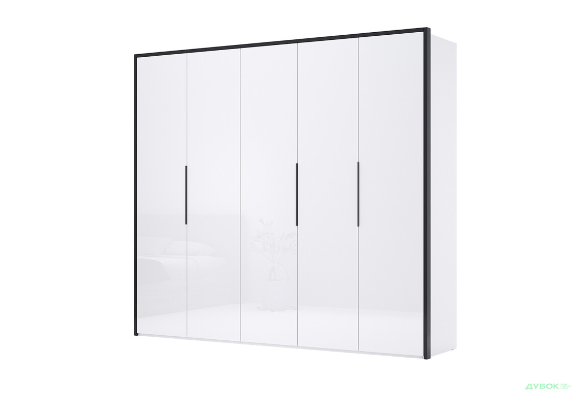 Шафа MiroMark Лука / Lucca 5-дверна 250 см, білий глянець / мат антрацит - Зображення 1 Зображення 1 - Шафа MiroMark Лука / Lucca 5-дверна 250 см, білий глянець / мат антрацит