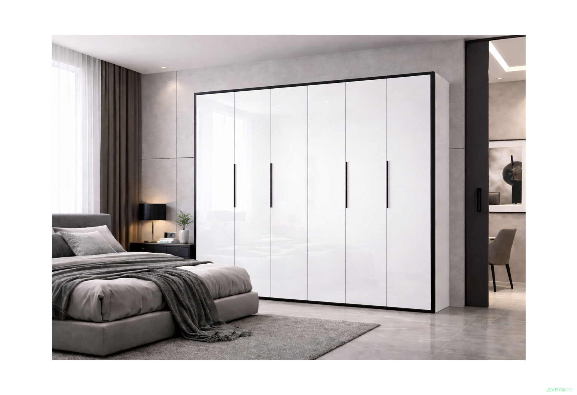 Изображение 2 - Шкаф МироМарк Лука / Lucca 6-дверный 299 см, белый глянец / мат антрацит