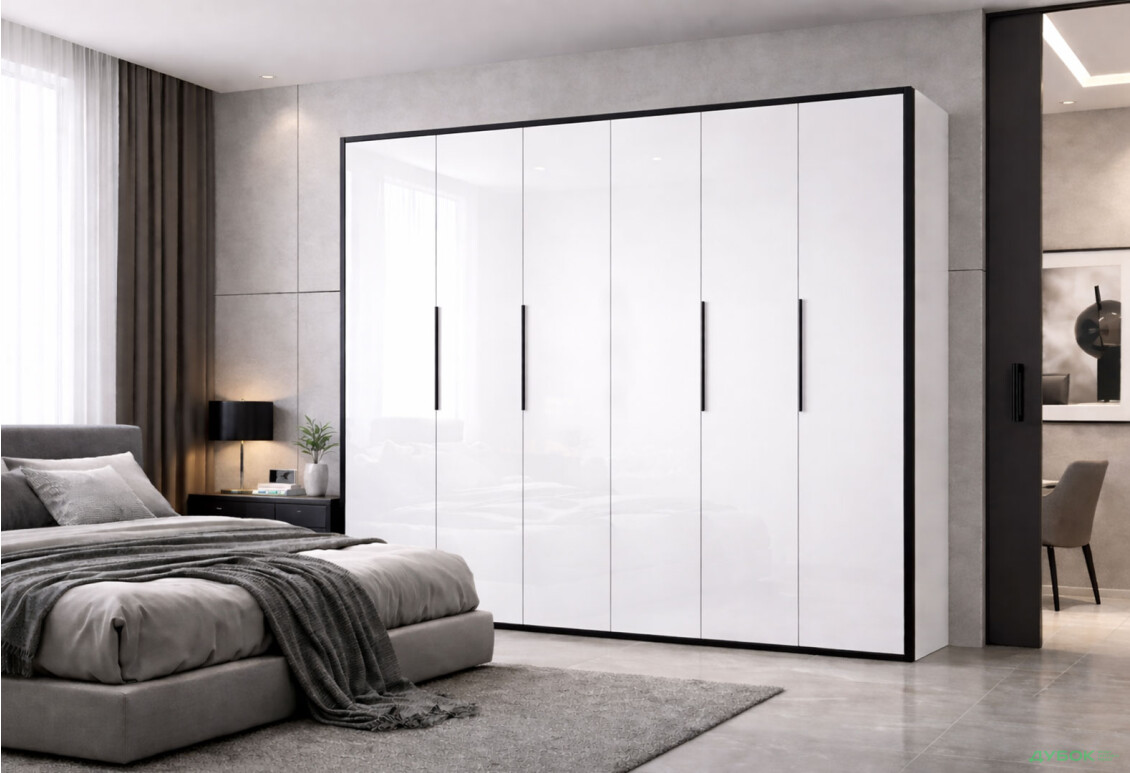 Изображение 2 - Шкаф МироМарк Лука / Lucca 6-дверный 299 см, белый глянец / мат антрацит