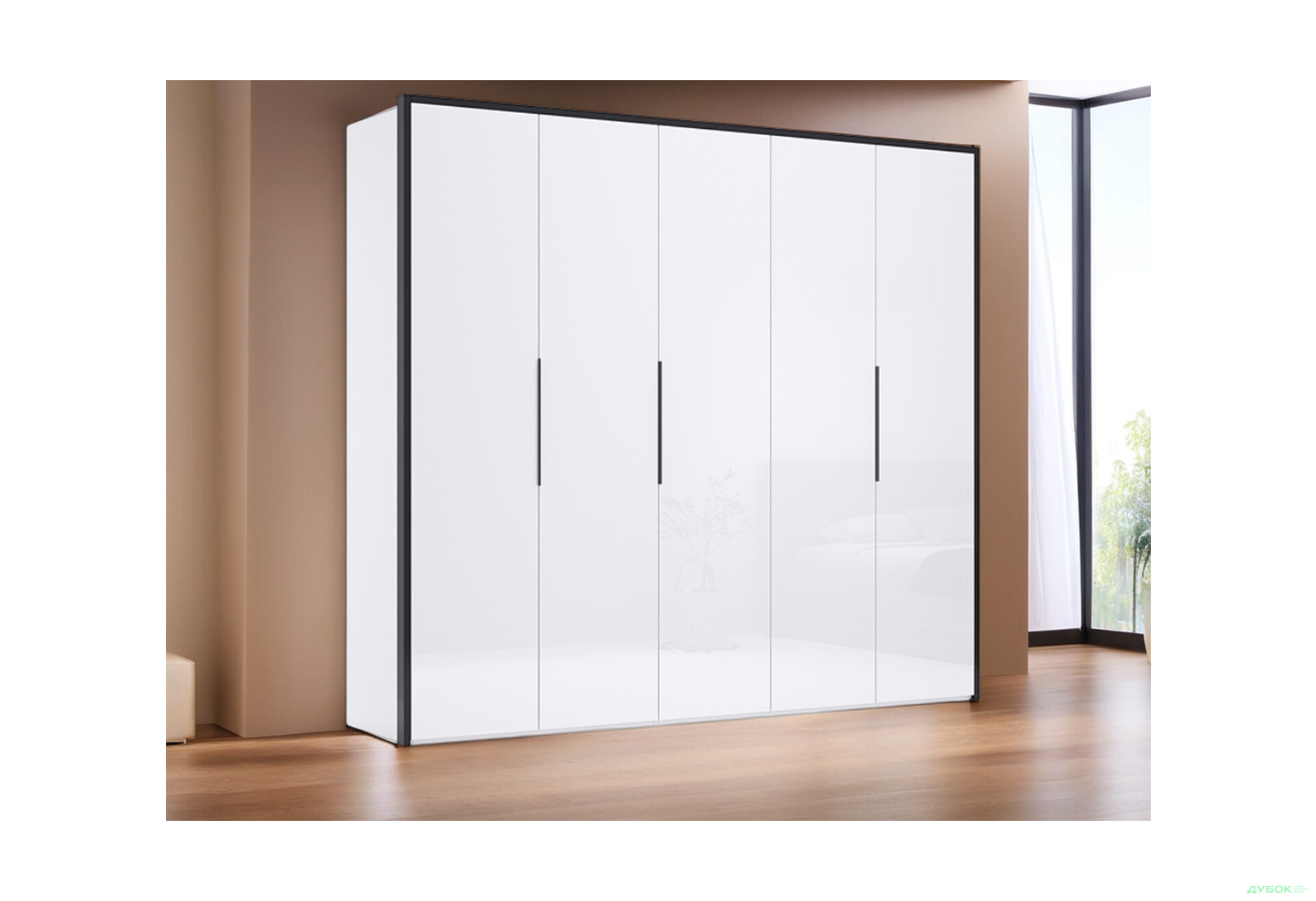 Шафа MiroMark Лука / Lucca 6-дверна 299 см, білий глянець / мат антрацит - Зображення 3 Зображення 3 - Шафа MiroMark Лука / Lucca 6-дверна 299 см, білий глянець / мат антрацит