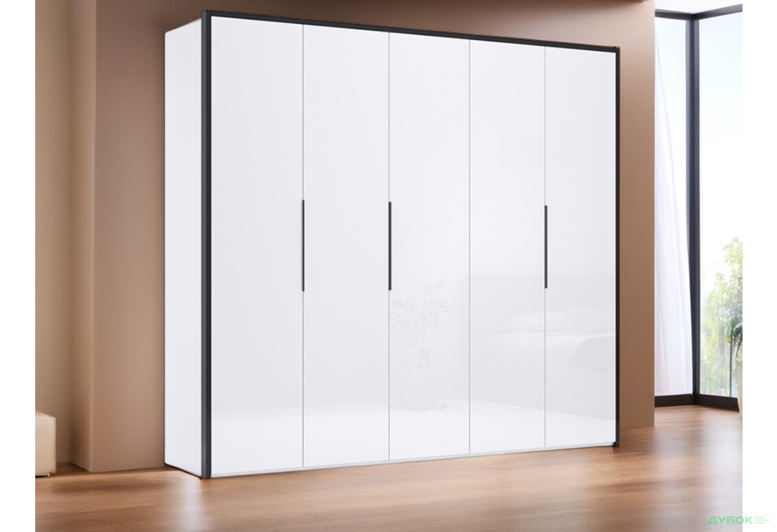 Шафа MiroMark Лука / Lucca 6-дверна 299 см, білий глянець / мат антрацит - Зображення 3 Зображення 3 - Шафа MiroMark Лука / Lucca 6-дверна 299 см, білий глянець / мат антрацит