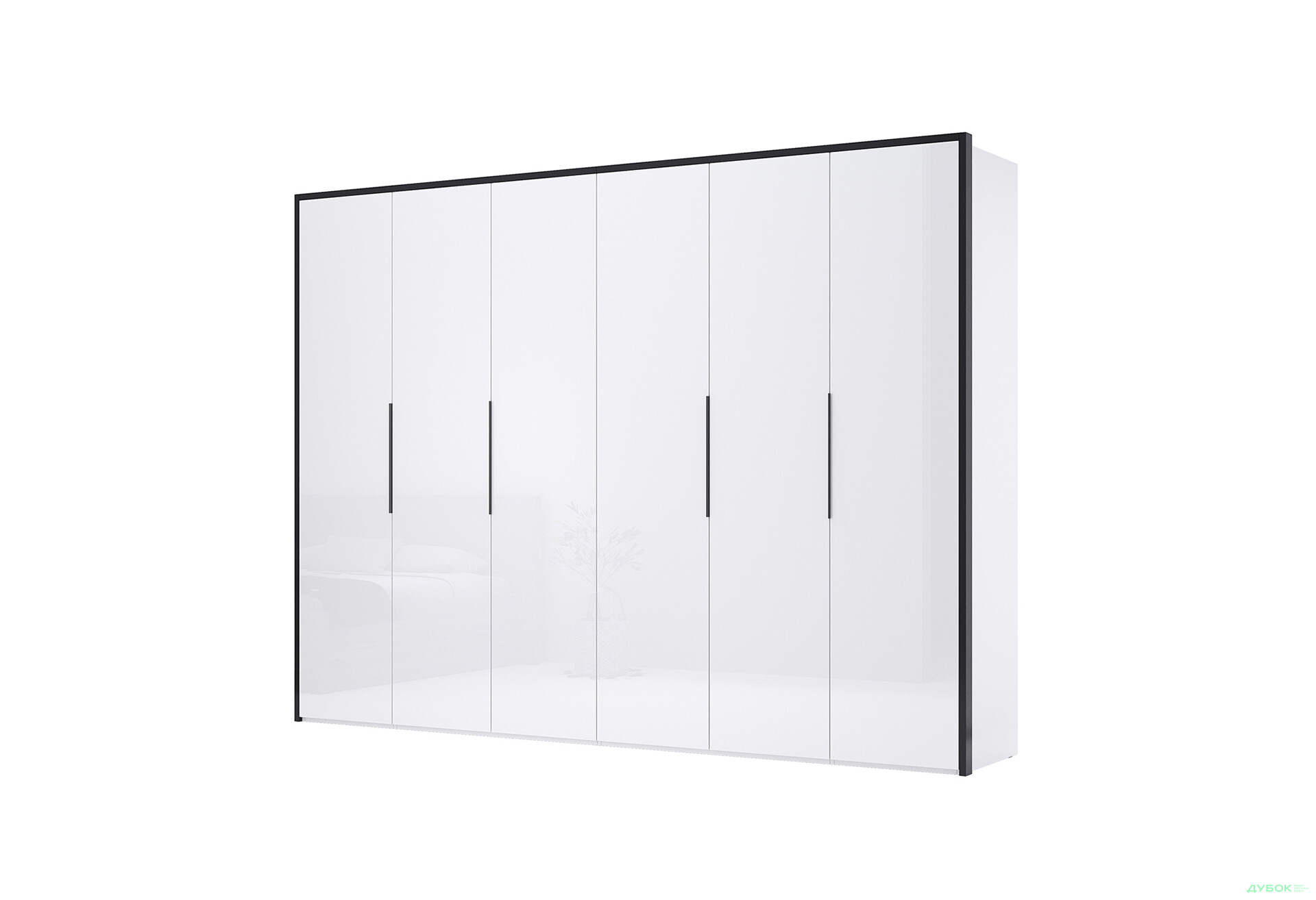 Шафа MiroMark Лука / Lucca 6-дверна 299 см, білий глянець / мат антрацит - Зображення 1 Зображення 1 - Шафа MiroMark Лука / Lucca 6-дверна 299 см, білий глянець / мат антрацит