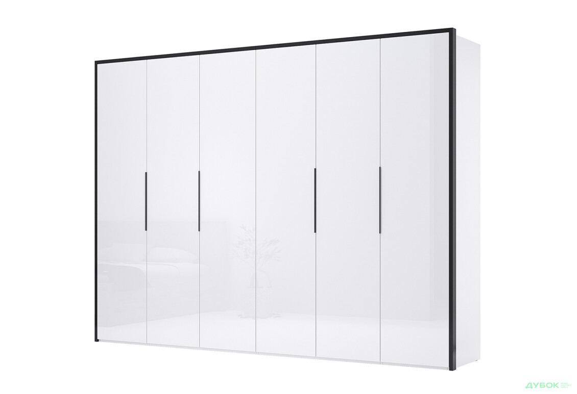 Шафа MiroMark Лука / Lucca 6-дверна 299 см, білий глянець / мат антрацит - Зображення 1 Зображення 1 - Шафа MiroMark Лука / Lucca 6-дверна 299 см, білий глянець / мат антрацит