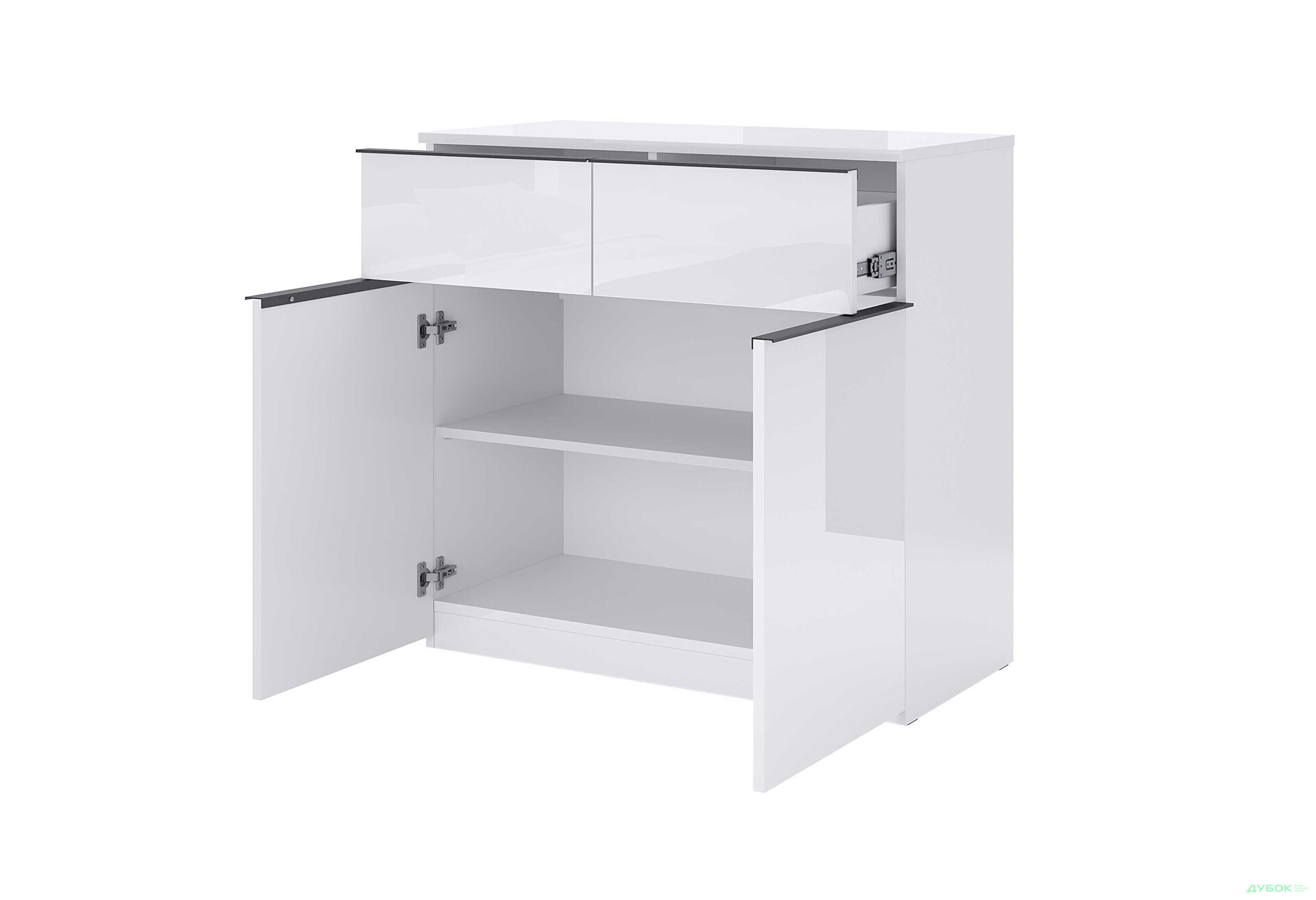 Комод MiroMark Лука / Lucca з дверцятами та 2 шухлядами 90 см, білий глянець - Зображення 3 Зображення 3 - Комод MiroMark Лука / Lucca з дверцятами та 2 шухлядами 90 см, білий глянець