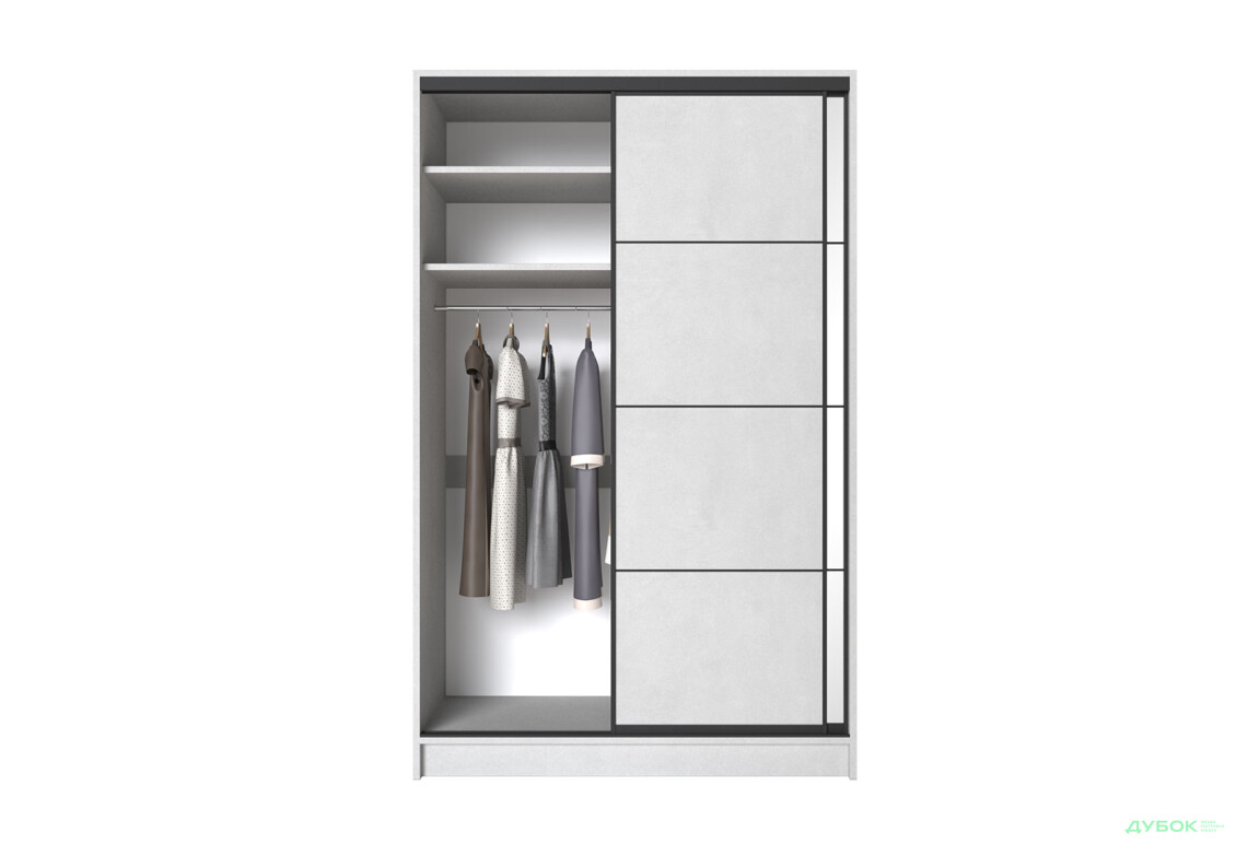 Шафа-купе Київський Стандарт 2Д 1500х2400х600 комбіновані ДСП + Дзеркало, бетон стайл - Зображення 5 Зображення 5 - Шафа-купе Київський Стандарт 2Д 1500х2400х600 комбіновані ДСП + Дзеркало, бетон стайл